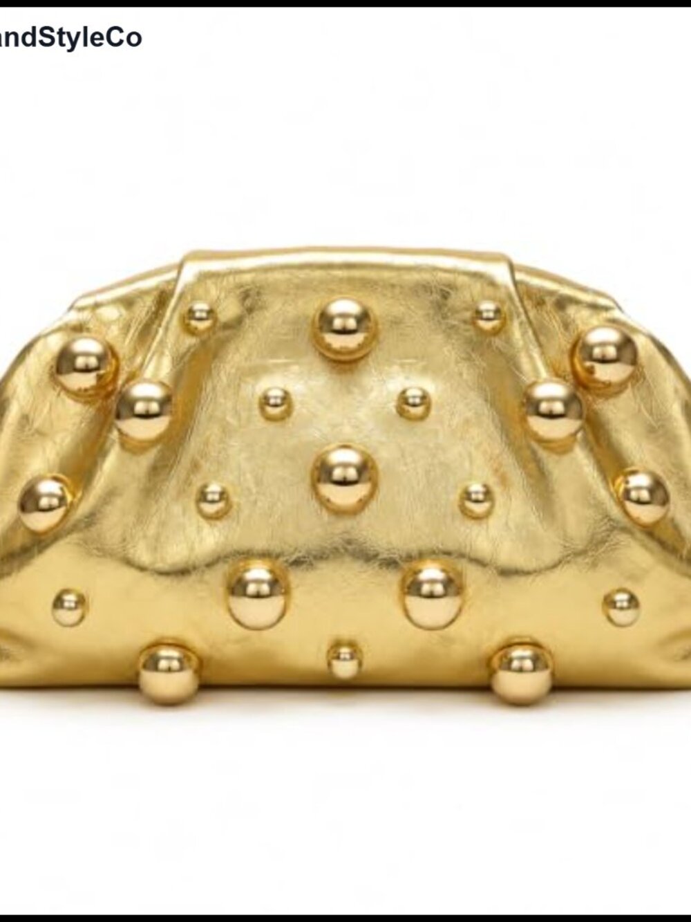 Pleated PU Leather Clutch Purse Studded Evening Bag Handbag for Wedding